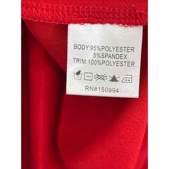 Belldini Embellished Sheer Long Chiffon Sleeve Stretch Blouse Top Red 1X NEW - Picture 6 of 7